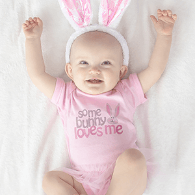Celebrate Easter with custom design printed Easter apparel, mugs, tote bags for Easter egg hunts, baby onesies, baby blankets and more