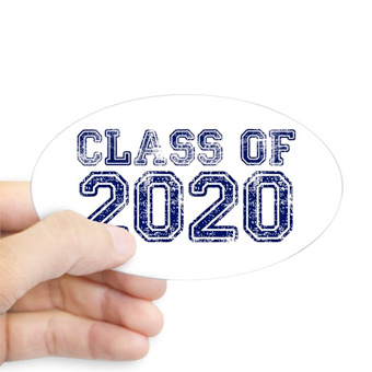 Custom printed sticker with weathered Class of 2020 design