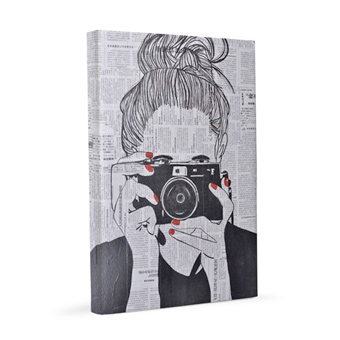 Custom printed canvas print with an illustration of a photographer.