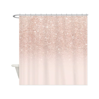 Custom printed shower curtain with a starry sand design.