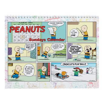 Custom printed 2020 calendar with licensed authorized Peanuts cartoon designs.