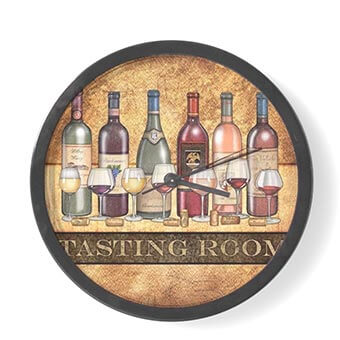 Shop Clock with wine themed designs Wine tasting room