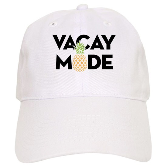 Custom printed hat with pineapple design and stylized text that reads: Vacay Mode
