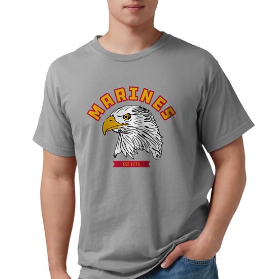 Grey t-shirt with Marines design depicting a bald eagle