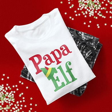 Pajamas with official licensed Elf Movie design.