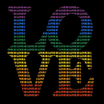 Gay Pride t-shirt design that reads: Love is Love in rainbow colors
