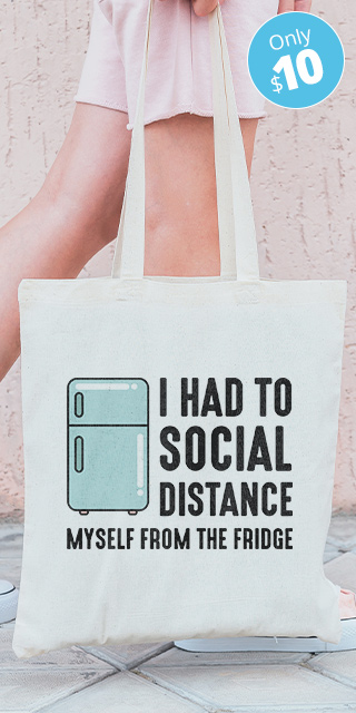 Funny social distance design on tote bag