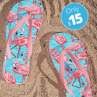 Pink flamingo flip-flops