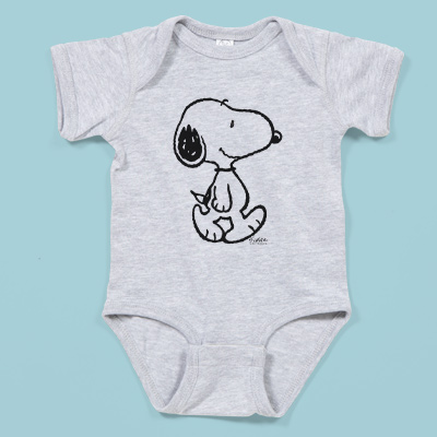Baby Bodysuit with a licensed Peanuts design.