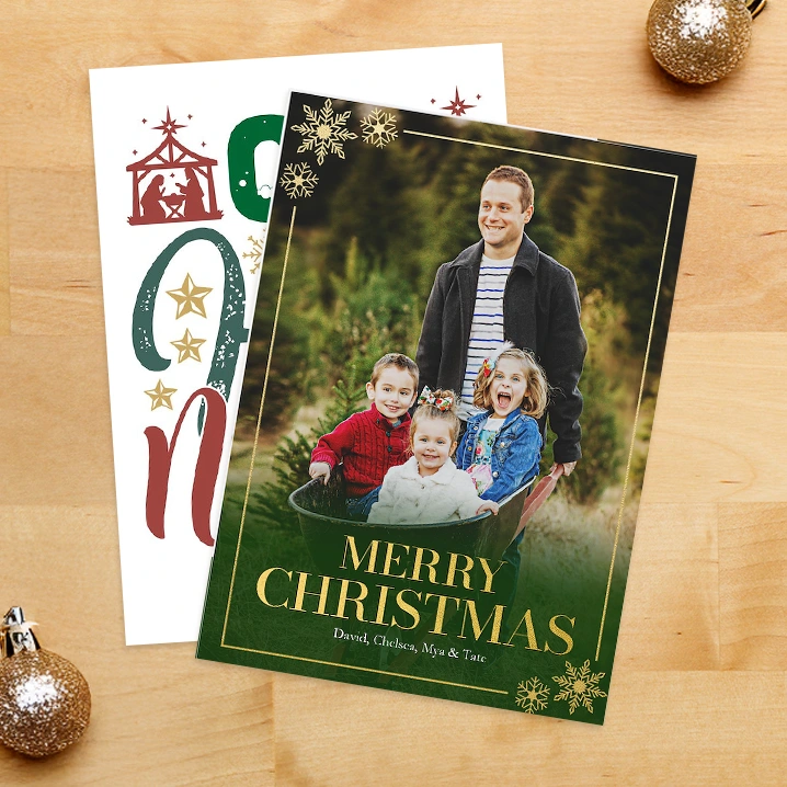 Custom photo of Christmas cards.