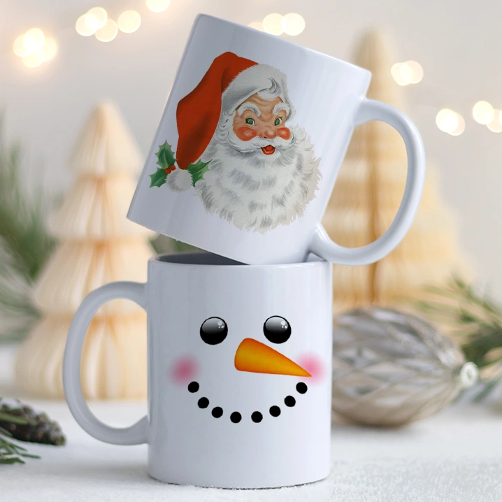 Custom photo of Christmas Mugs.