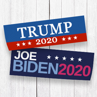 Bumper stickers showing support for both candidates. No matter your choice, we have something for you.