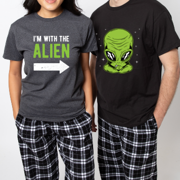 I'm with the alien matching couples pajamas.