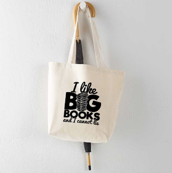 I like big books and I can not lie tote bag