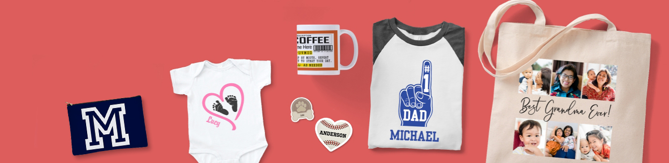 Multiple products from CafePress' extensive line displaying various personalized designs found on site.