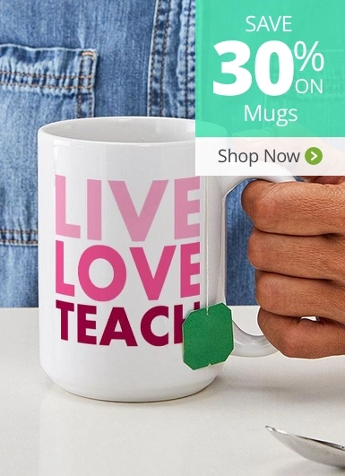 Save 30% on mugs.