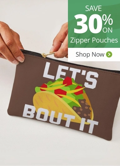 Save 30% on zipper pouches.