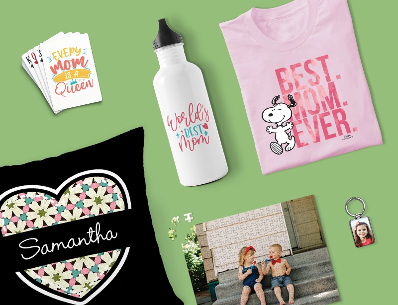 Multiple items from CafePress' extensive line of custom Mother's Day gifting ideas, showcasing a variety of designs available on the website.