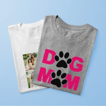 T-Shirts with a custom text design: Dog Mom.