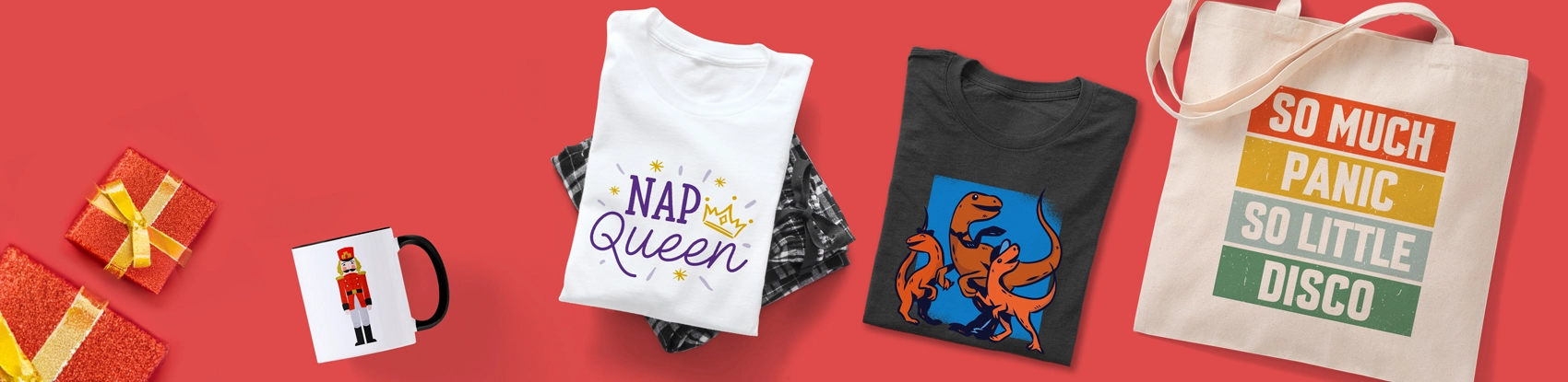 Multiple products from CafePress' extensive line displaying various designs found on site.