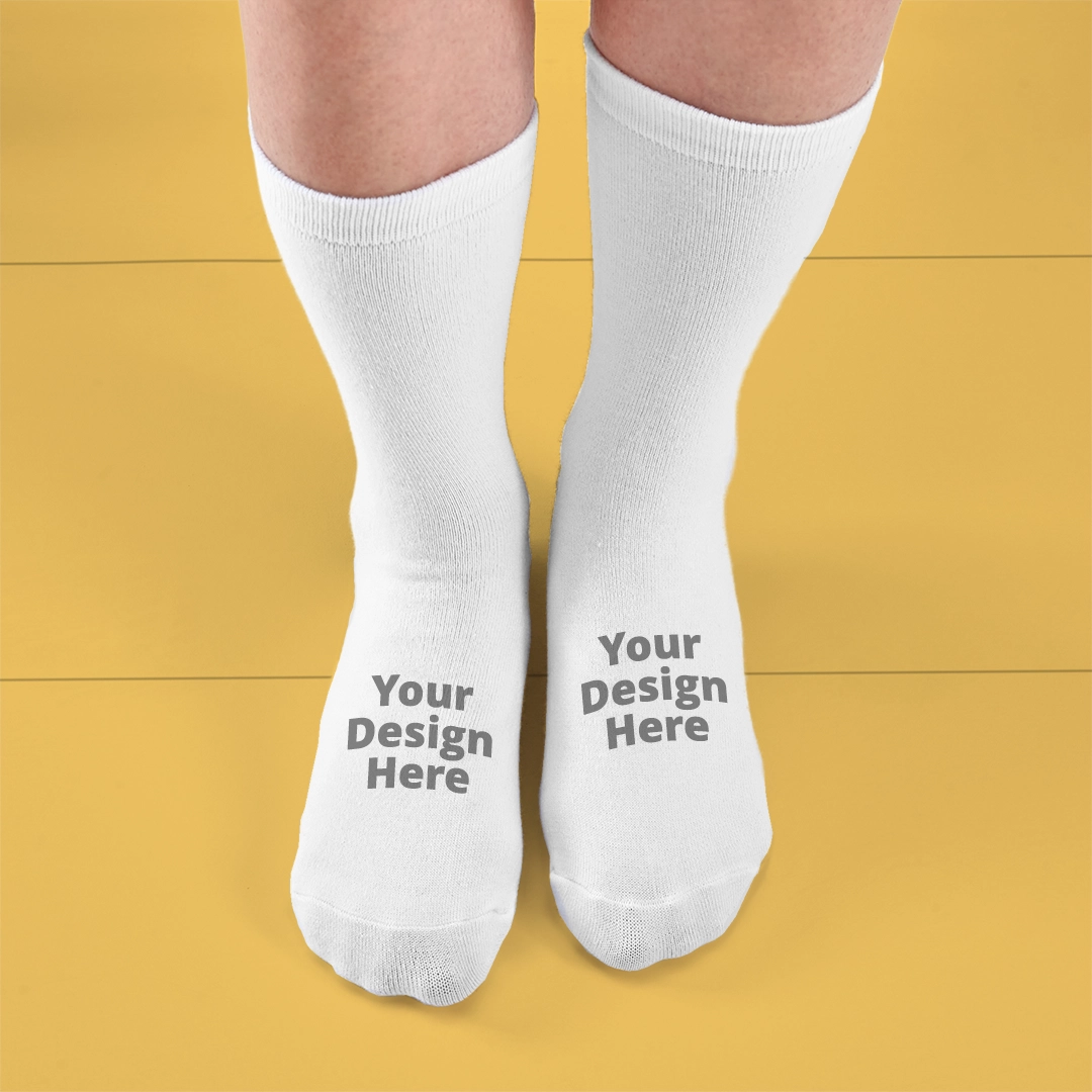 Socks showing area for custom design.