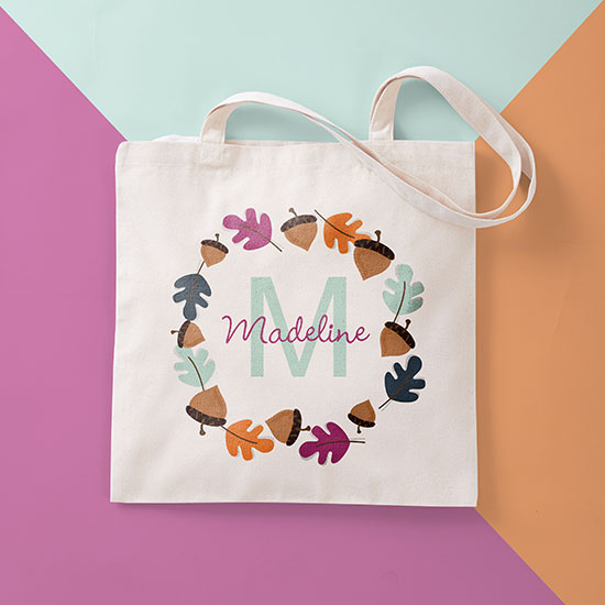 Gift ideas - Create your own monogrammed home goods, apparel, tote bags, jewely, drinkware, mugs, t-shirts, sweatshirts, hoodies and more. Photo of a monogramed canvas tote bag from CafePress