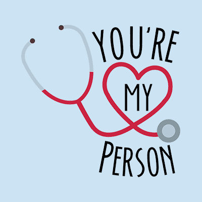 New Grey's Anatomy TV series fans designs on officially licensed merchandise. T-Shirts, Hoodies, sweatshirts, baseball tees, football tees, drinkware, blankets, and more. Custom printed design showing stethoscope and text that reads: You're My Person.