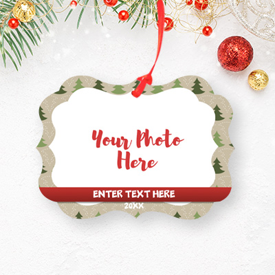 Custom printed Christmas holiday decoration aluminum medallion picture ornament.