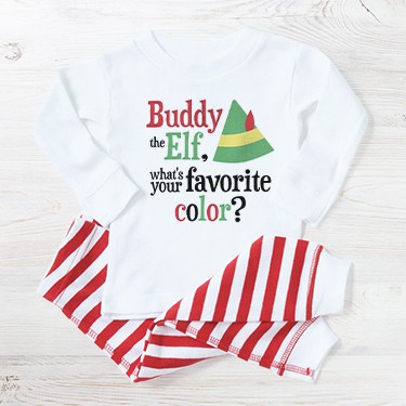 Custom printed Christmas holiday baby pajamas.