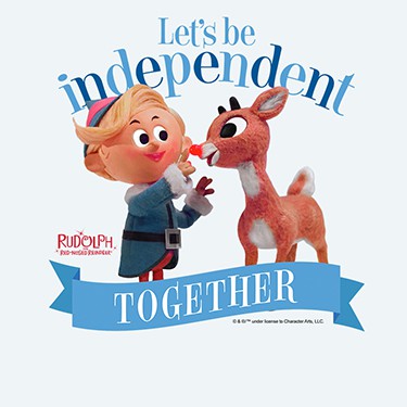 Custom printed Rudolf the Red Nosed Reindeer movie merchandise design - Let's be independent together.